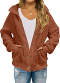Women's Long Sleeve Sherpa Fleece Jacket Coat - Warm Relaxed Fit