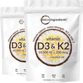 Vitamin D3 10000 IU + K2 (MK-7) Coconut Oil Softgels - 2 Pack