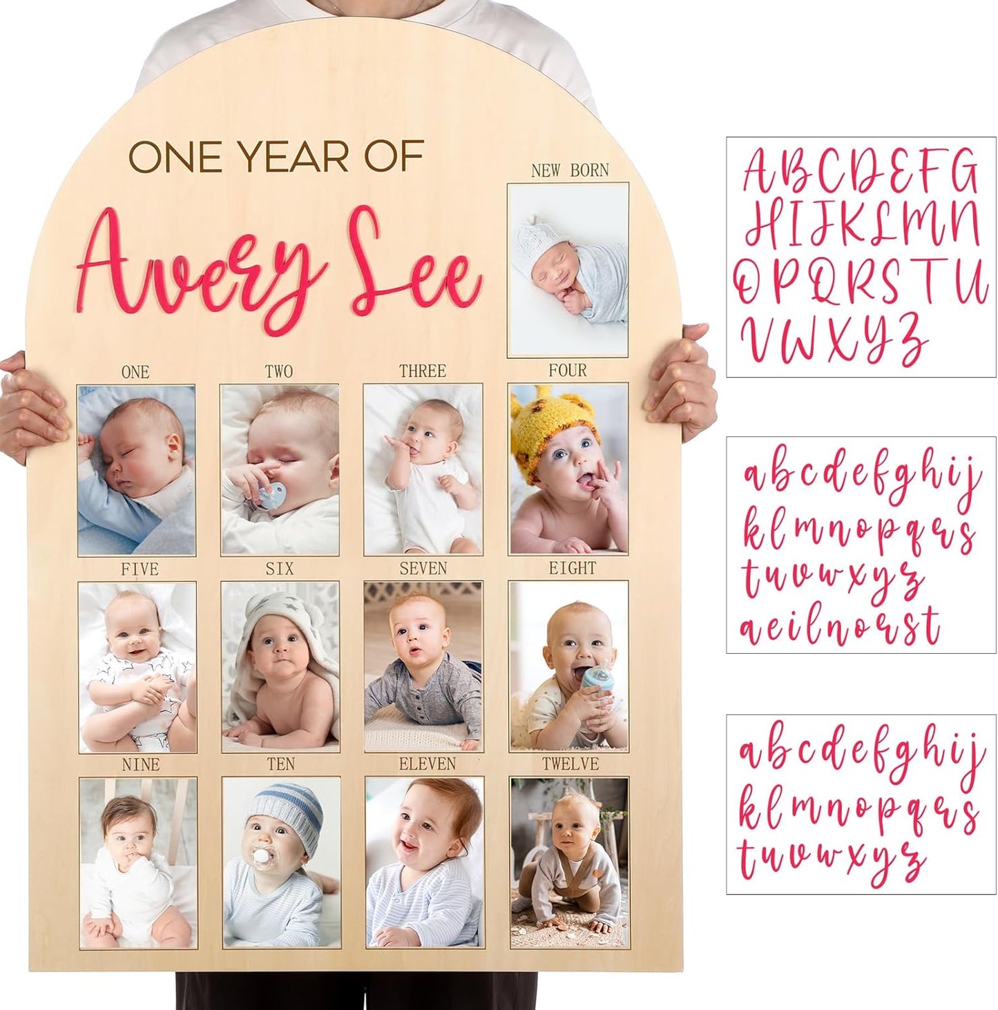 My First Year Photo Board for Baby with DIY Name Letters
