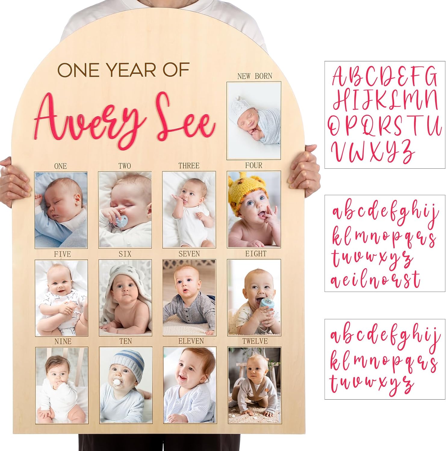 My First Year Photo Board for Baby with DIY Name Letters