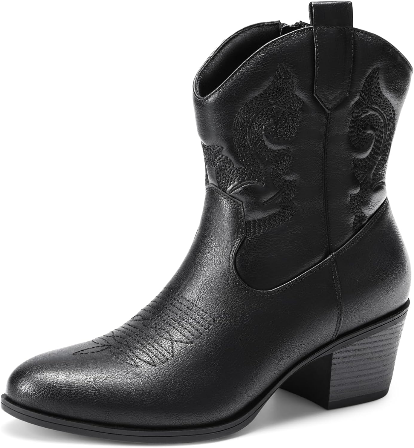DREAM PAIRS Women's Western Cowboy Embroidered Ankle Boots