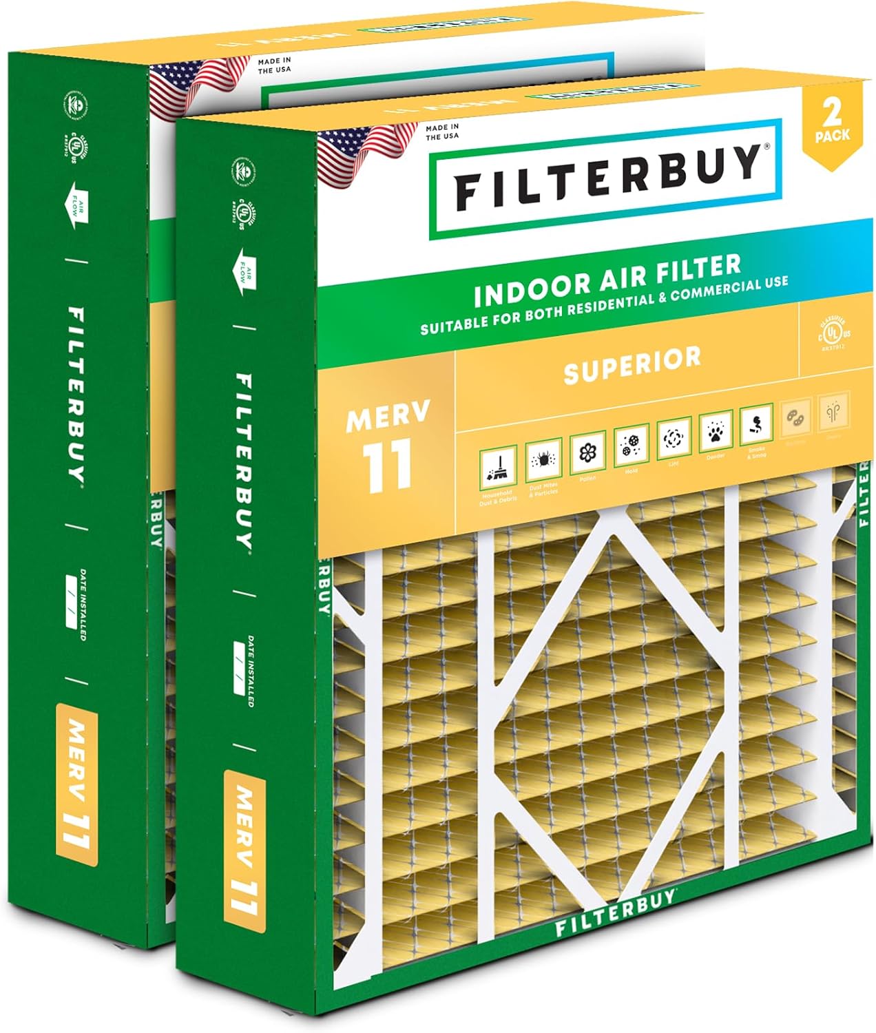 Filterbuy 20x21x5 Air Filter MERV 11 for Pet & Allergy Defense