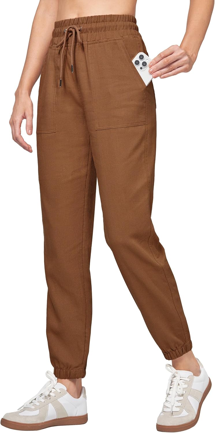 Willit Women Linen Pants Joggers Lightweight Casual Travel Wear