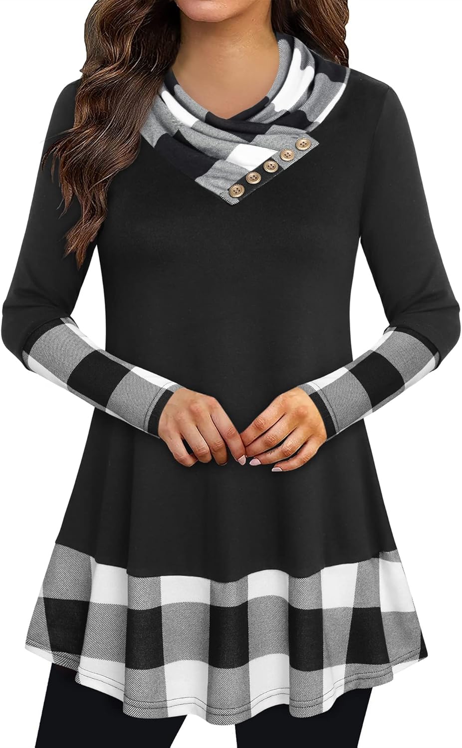 Cowl Neck Tunics Long Sleeve Casual A-Line Top Blouse Review