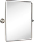 Farmhouse Nickel Pivot Rectangle Bathroom Mirror - Tilting Beveled