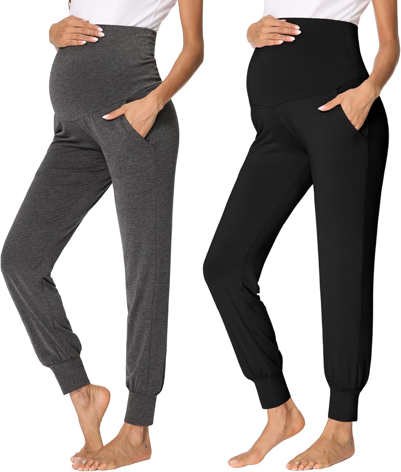 fitglam Women's Maternity Pants Over Belly Lounge Joggers