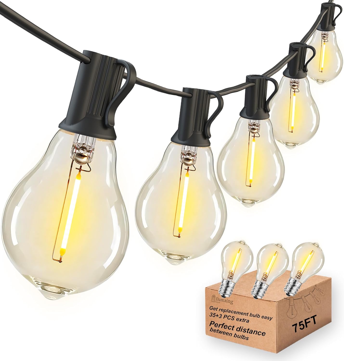 DAMAING Outdoor String Lights 75FT Waterproof for Any Occasion