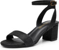 DREAM PAIRS Women's Open Toe Ankle Strap Low Block Chunky Heels Set