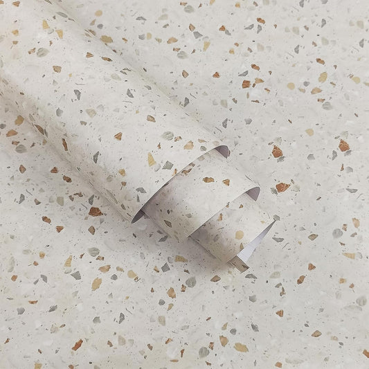 24inx196in Cream Terrazzo Marble Contact Paper for Home Decor