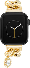 Anne Klein Womens Chain Bracelet Apple Watch Band - Crystal Accents
