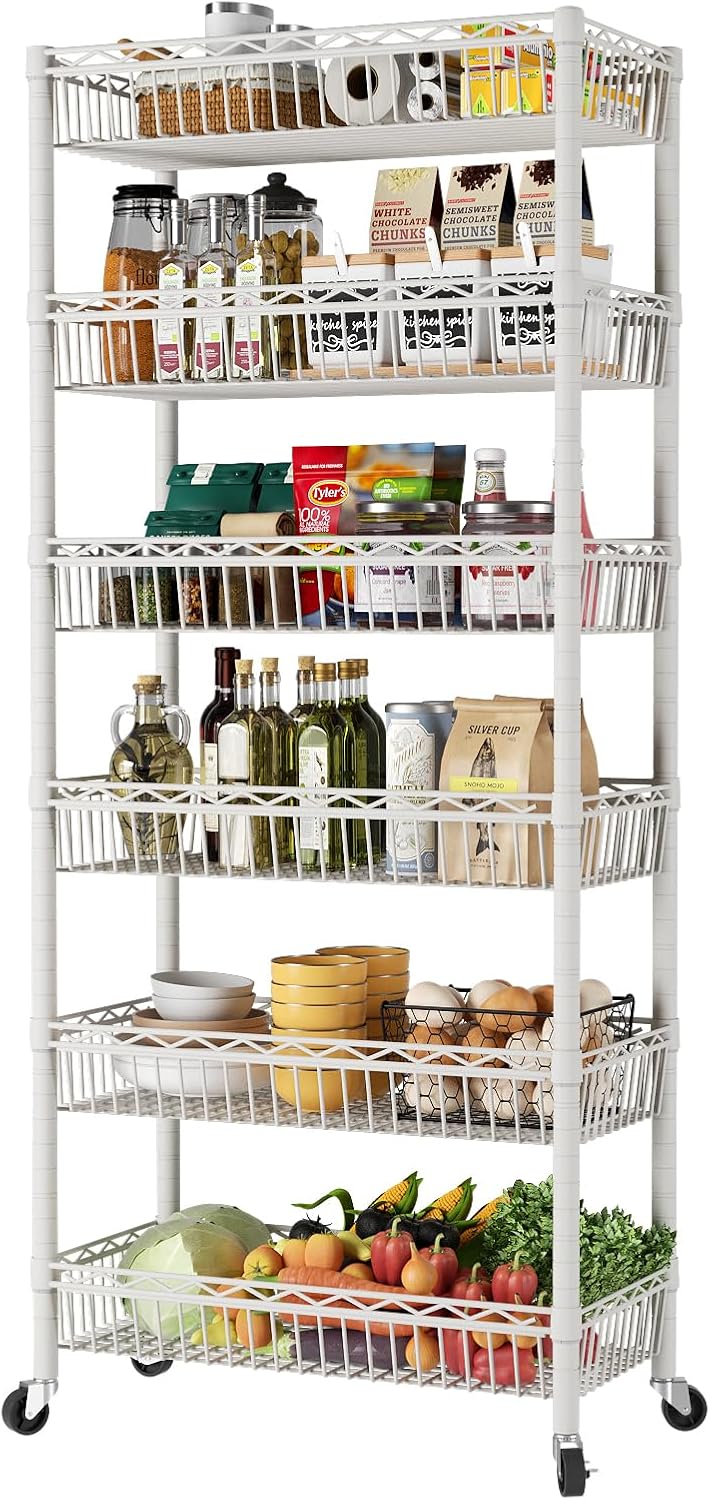 SINGAYE 6 Tier Big Basket Shelf for Adjustable Storage Solutions