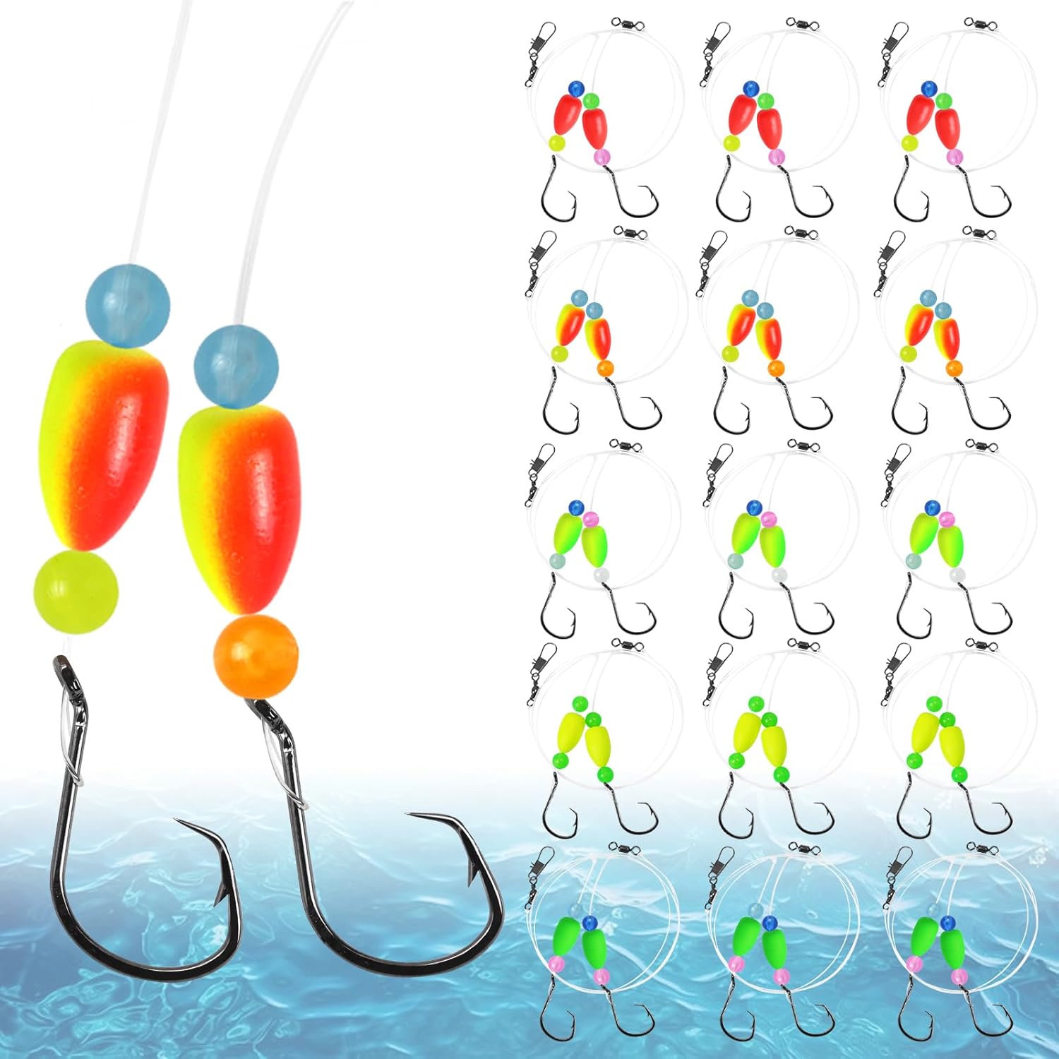 Double Circle Hook Surf Fishing Rigs 15PCS
