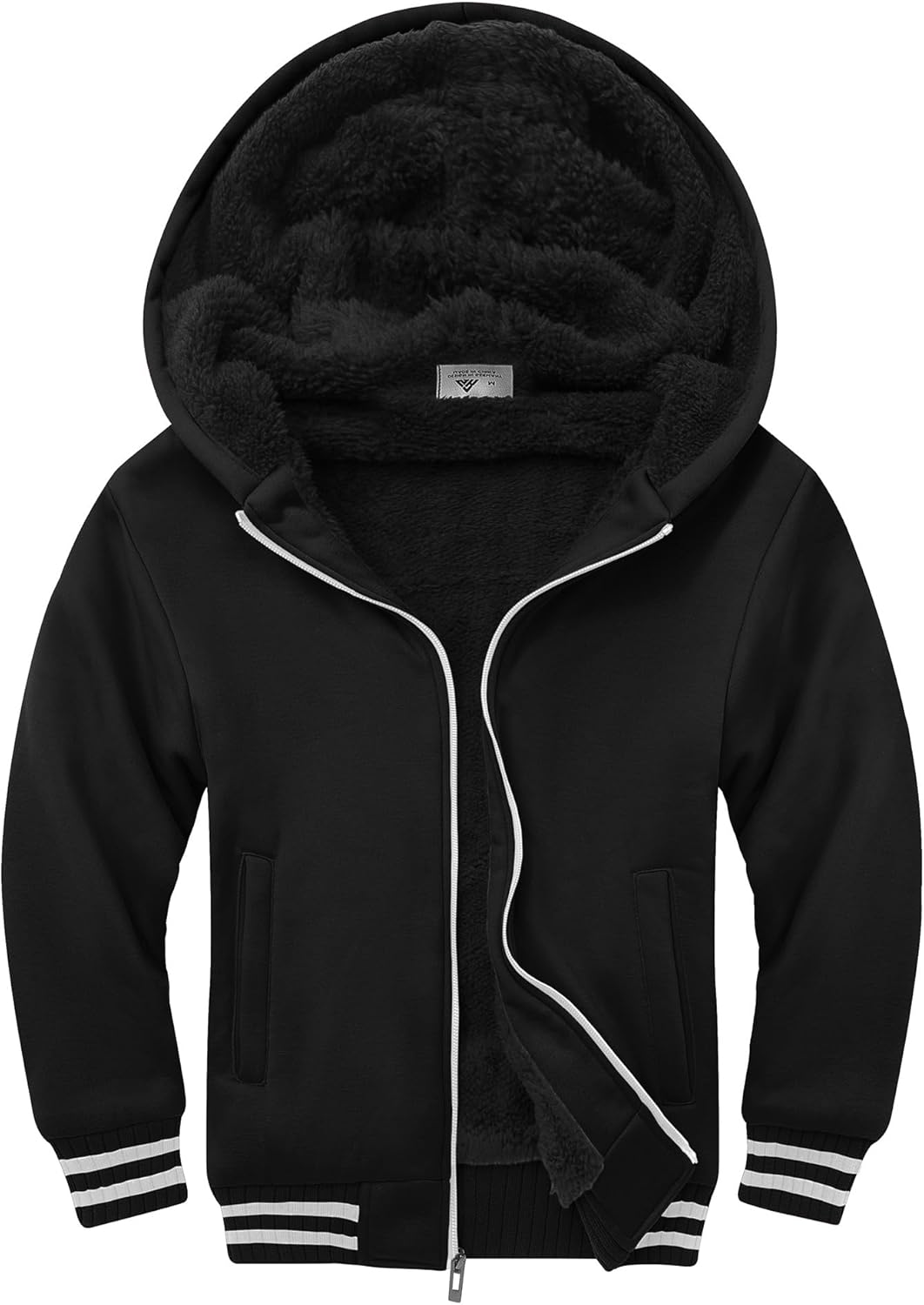 Unisex Boys Girls Fleece Hoodie Sherpa Lined Jacket for Kids
