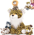 Cheetah Stuffed Animals 5-Piece Set - Mother with 4 Cubs Plush