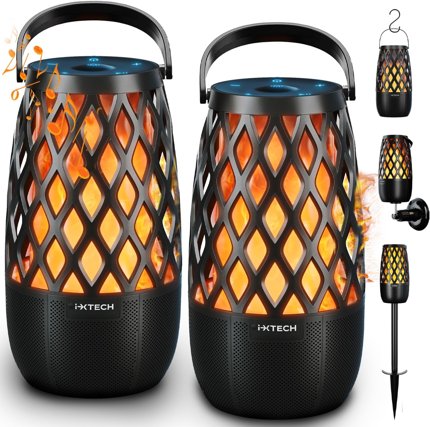 Waterproof Bluetooth Speaker with LED Flame Lights