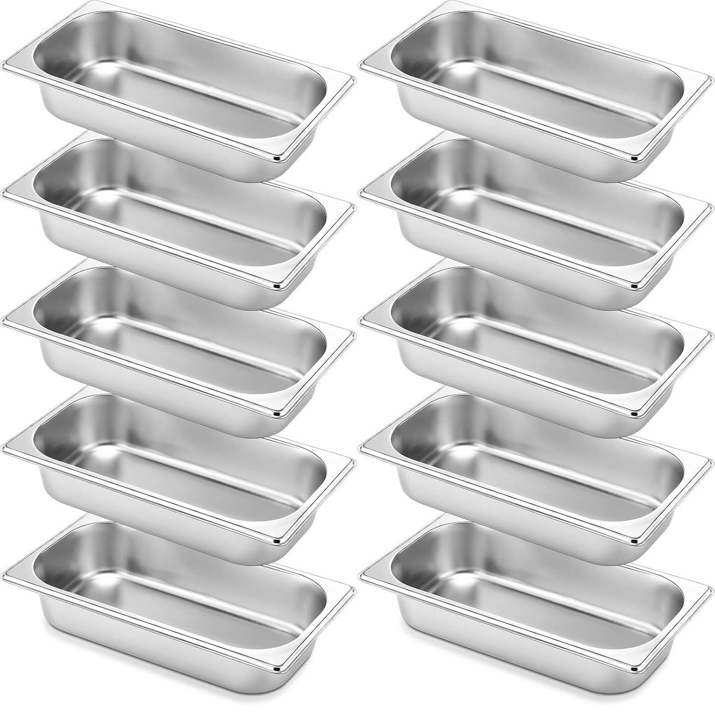 10 Pack Stainless Steel Hotel Pans for Food Warmers and Catering