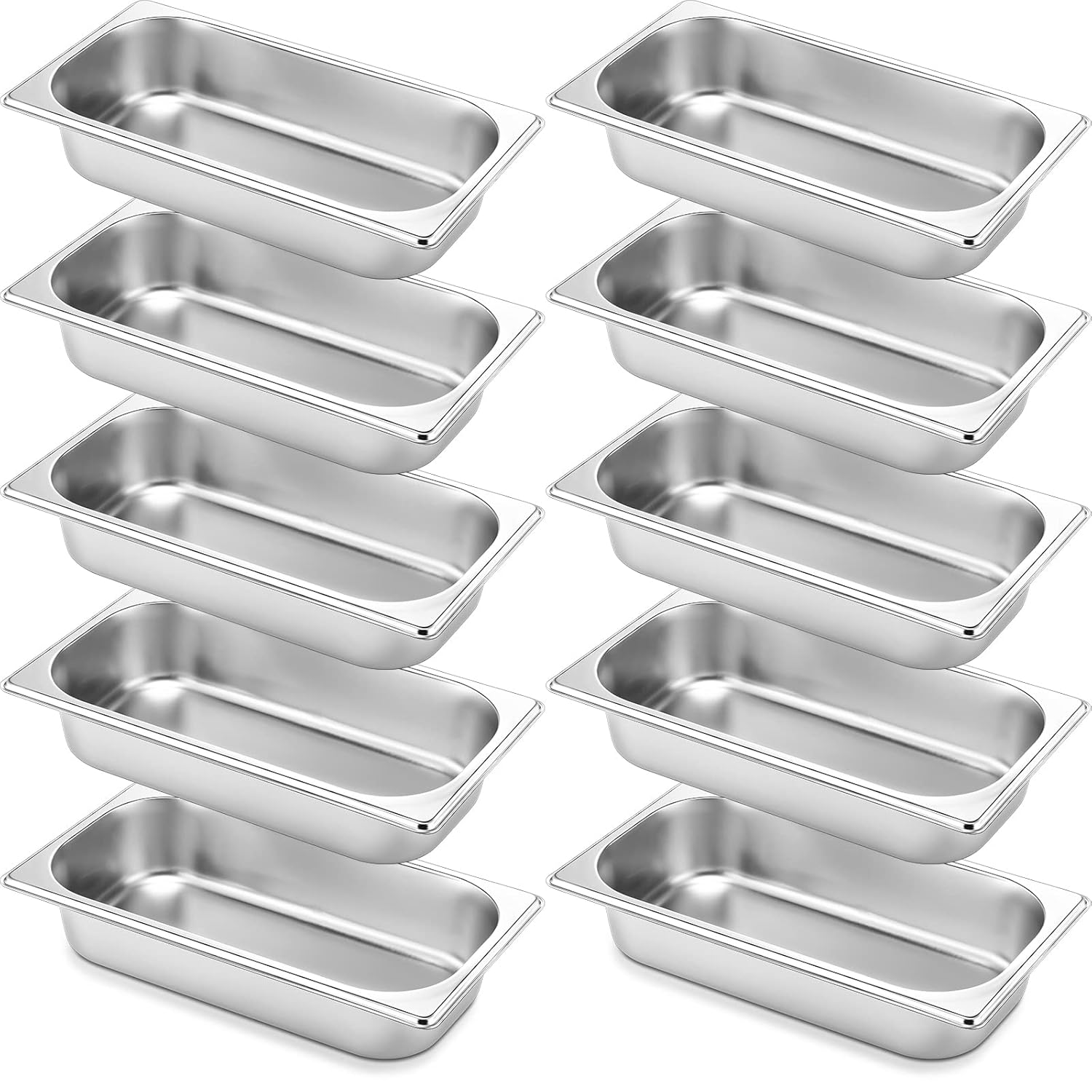 10 Pack Stainless Steel Hotel Pans for Food Warmers and Catering