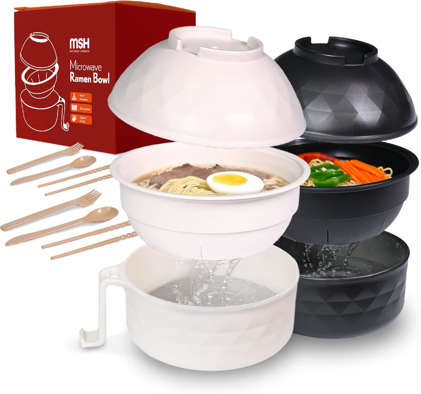 Instant Ramen Perfection x2 - Wheat Fiber Bowl Set