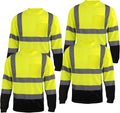High Visibility Shirts for Men 4-Pack Long Sleeve Hi Vis - Safety
