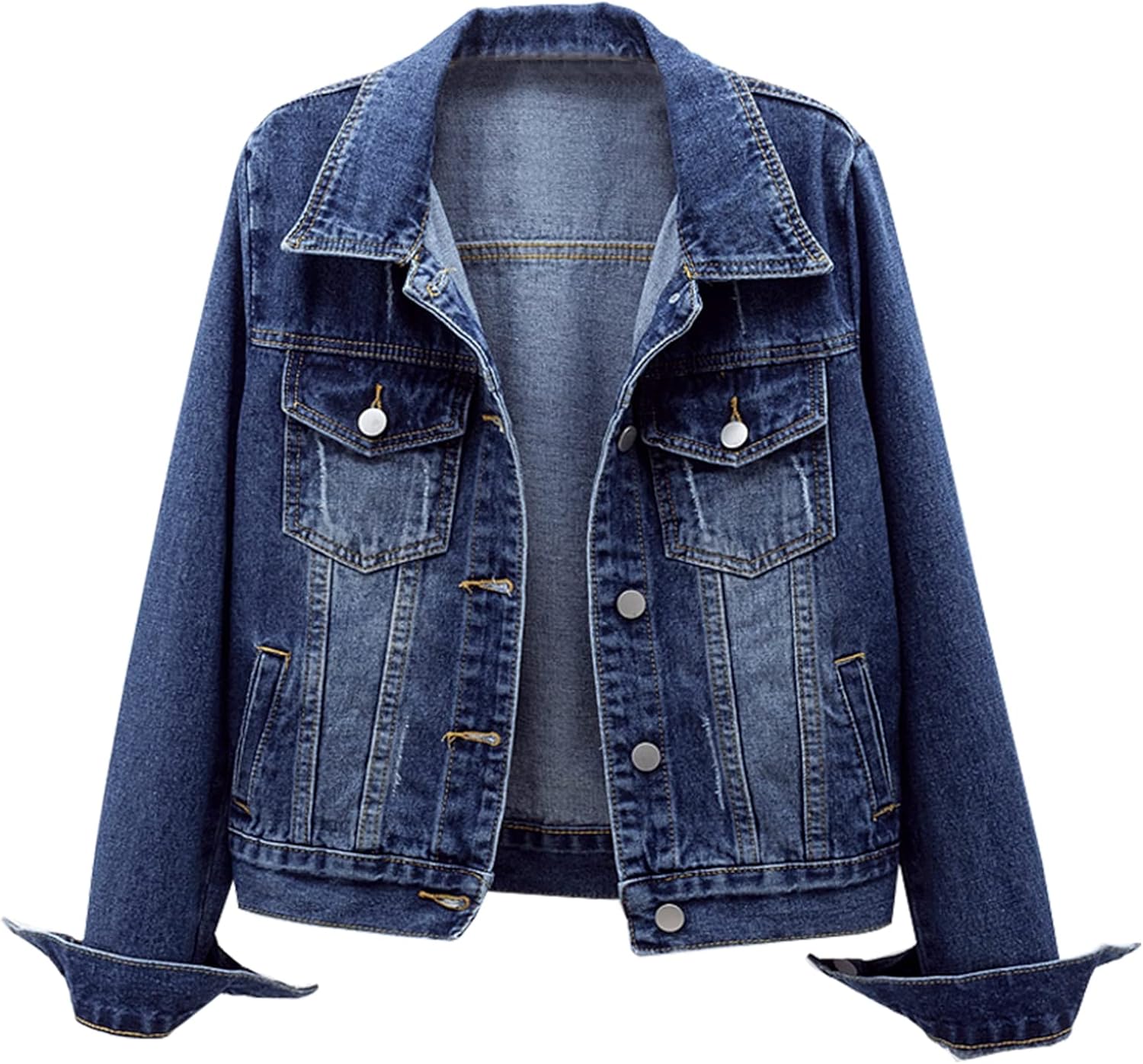 Ladyful Women's Distressed Denim Jacket for Casual Style