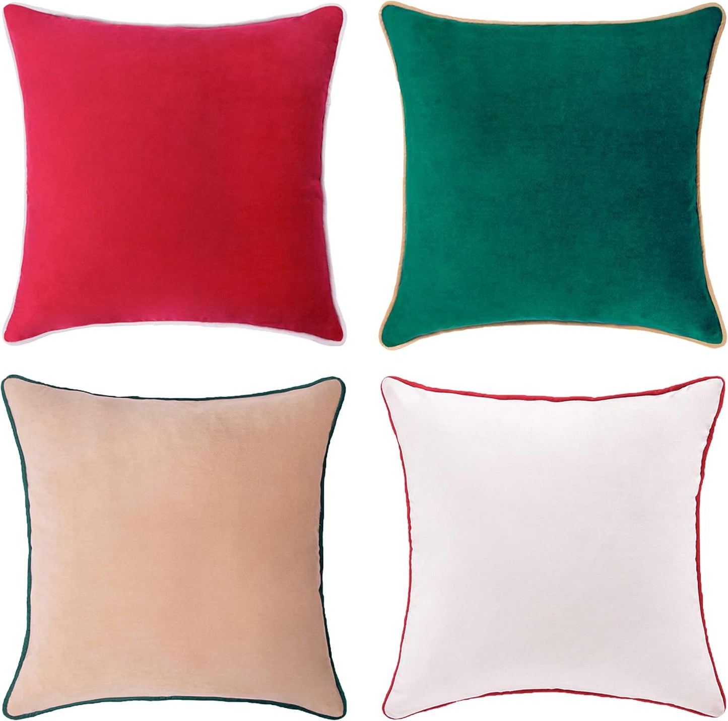 Christmas Decorative Throw Pillow Covers Set of 4 Soft Velvet