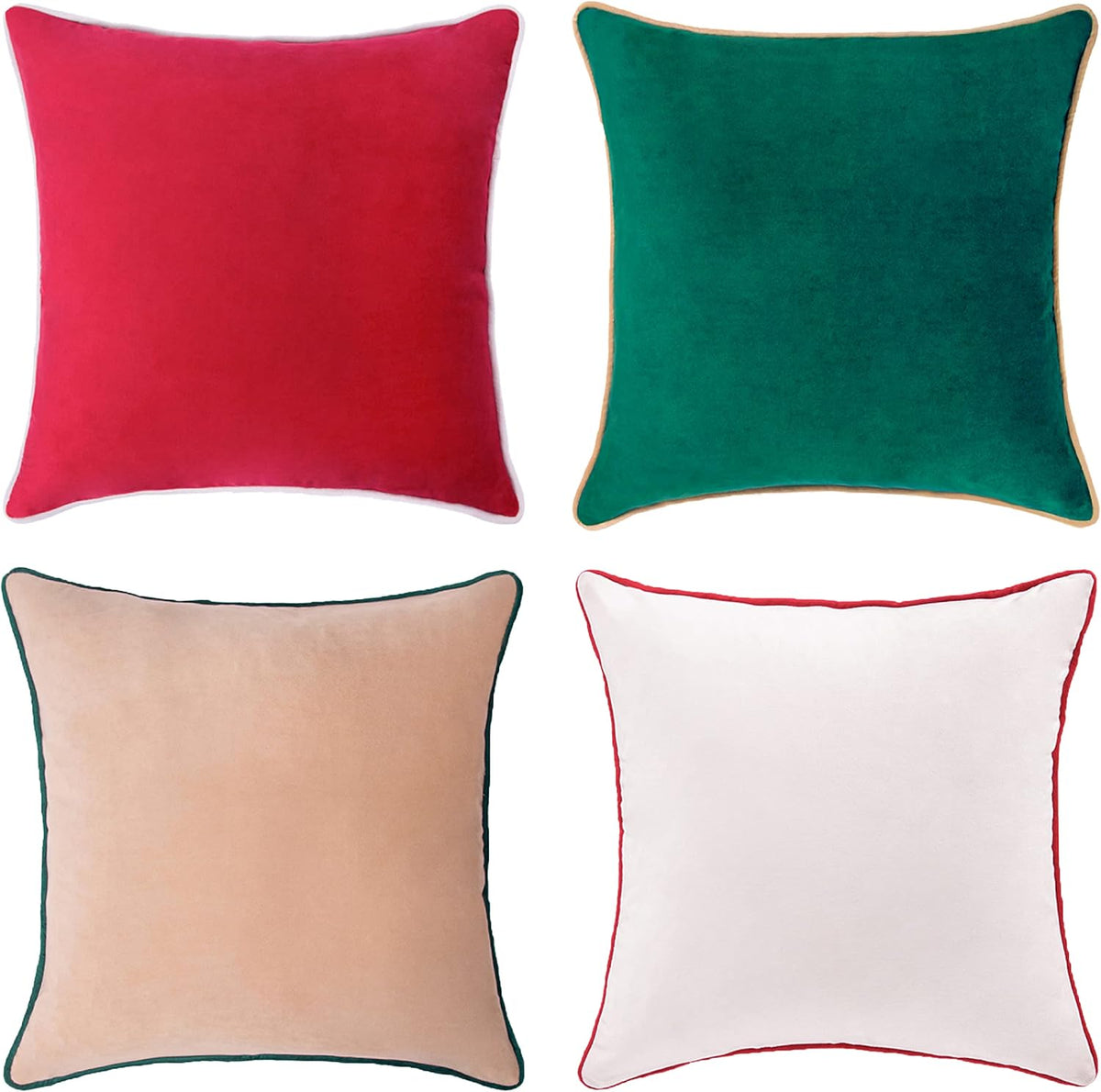 Christmas Decorative Throw Pillow Covers Set of 4 Velvet Cushions