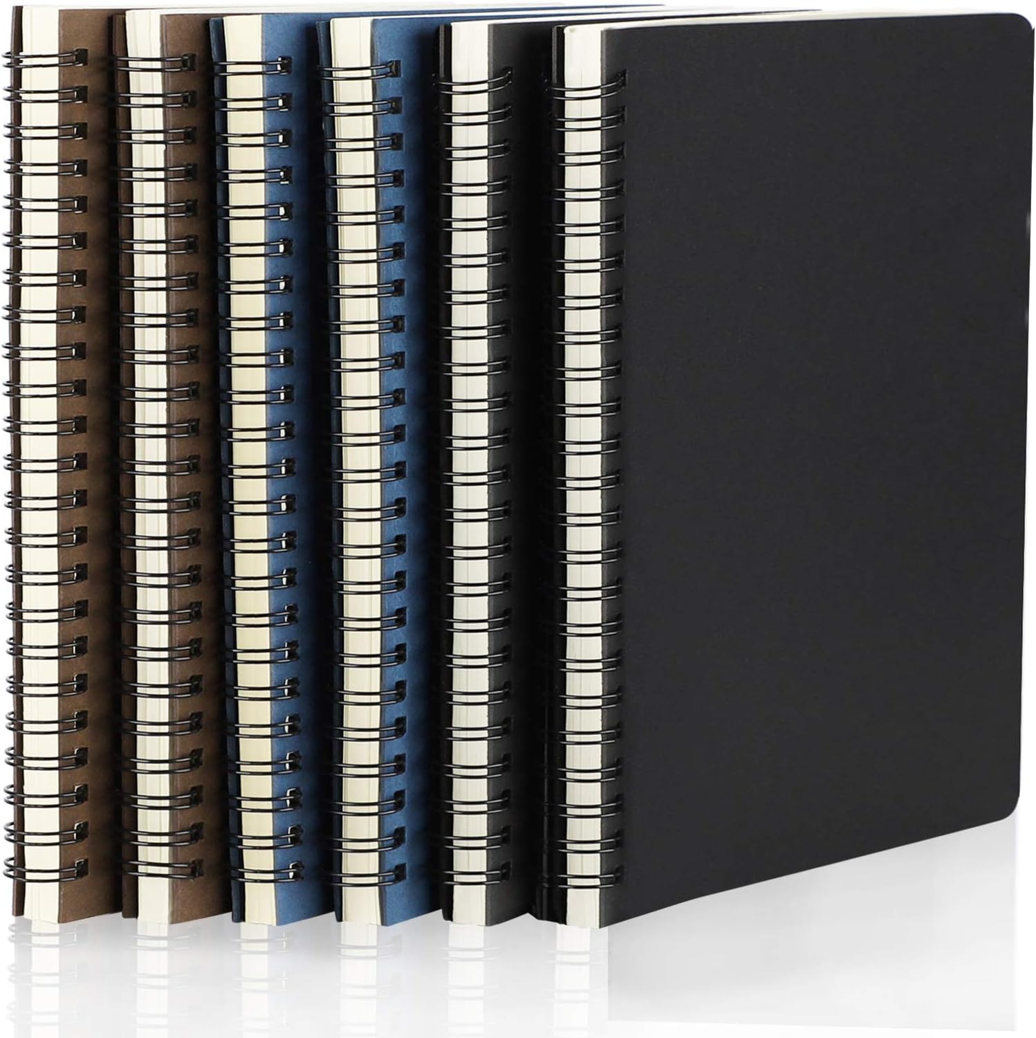 EUSOAR A5 Spiral Lined Notebook 6-Pack - 120 Pages, Travel Journal