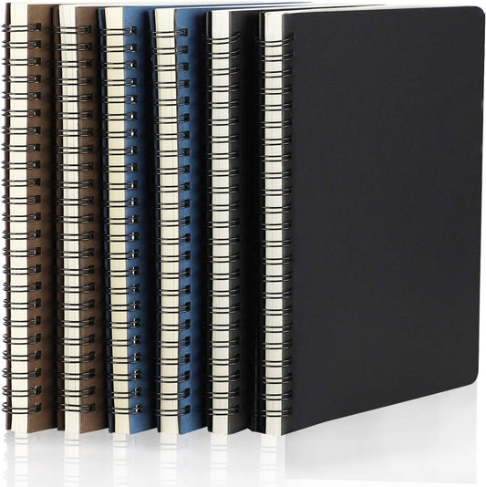 EUSOAR A5 Spiral Lined Notebook 6-Pack - 120 Pages, Travel Journal