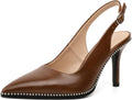 Zamikoo Women Beaded Slingback Pumps Pointed Toe 3.5in - Comfortable