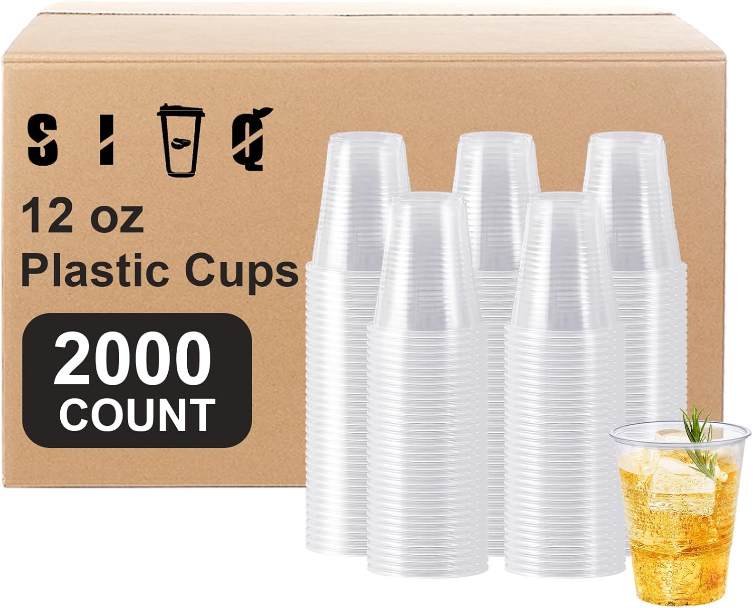 SIUQ 2000 Pack 12 oz Clear Plastic Cups for Any Occasion