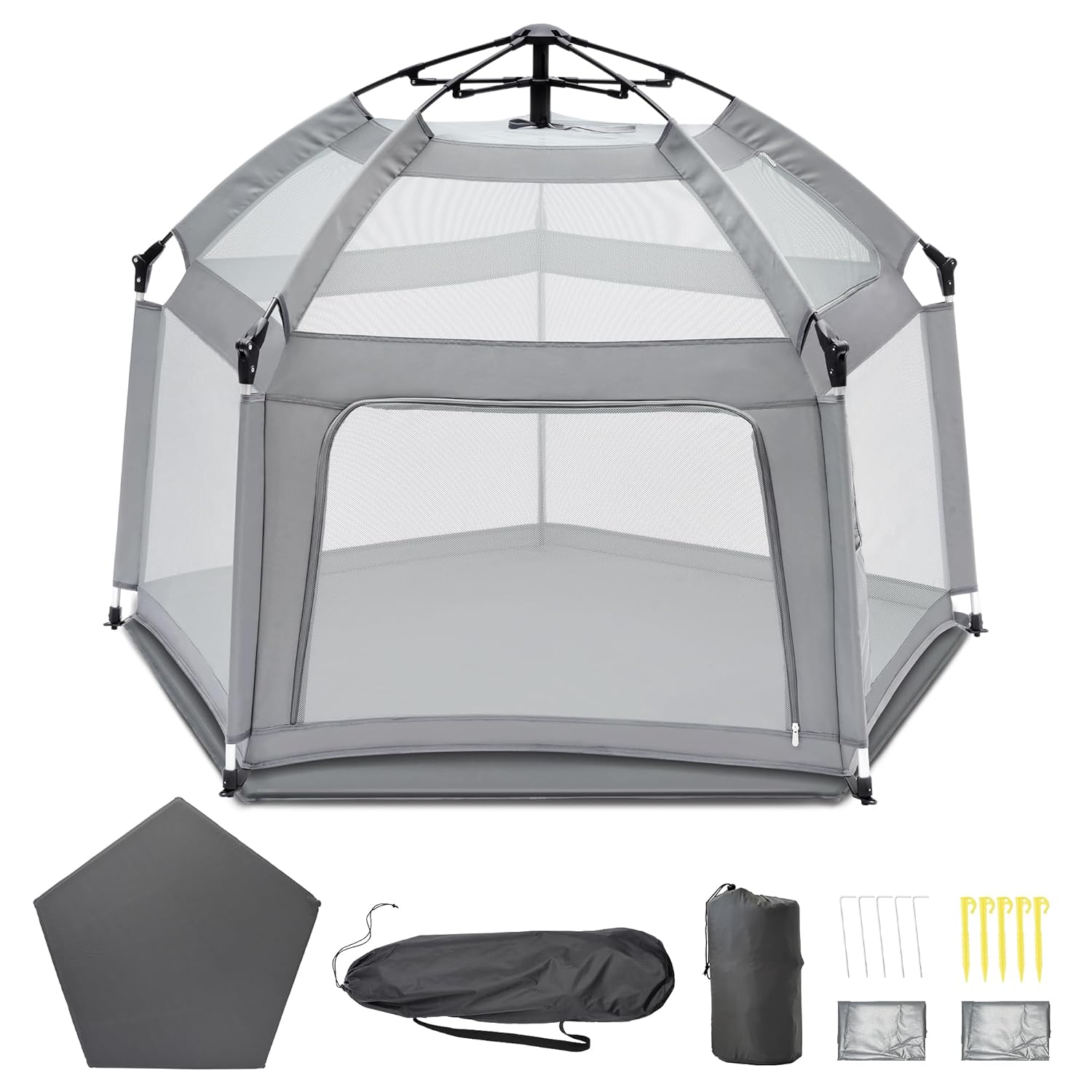 Portable Baby Playpen with Inflatable Mattress & Sunshade