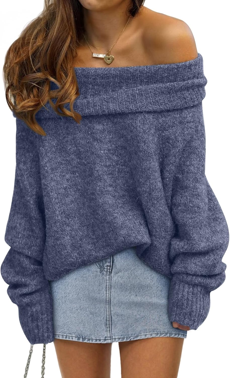 LILLUSORY Womens Off The Shoulder Sweater for Stylish Comfort