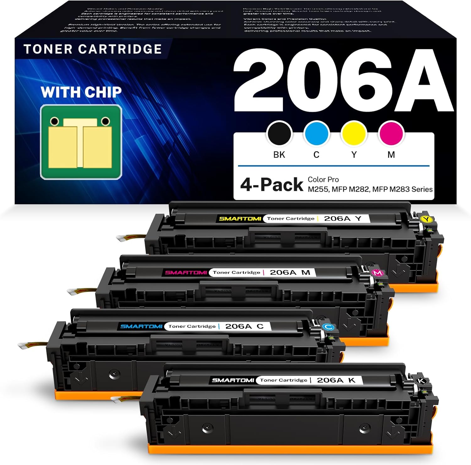 206A Toner Cartridges 4 Pack for HP Color Laserjet Printers