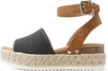 Soda Topic Open Toe Buckle Ankle Strap Espadrille Flatform Wedge Shoes
