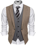 COOFANDY Men's Layered Suit Vest Slim Fit - Formal & Versatile Shoes