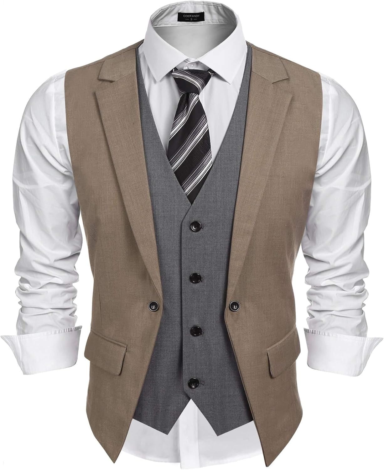 COOFANDY Men's Layered Suit Vest for Formal and Casual Wear
