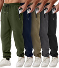 Mens Sweatpants with Zipper Pockets 5 Pack - Warm Slim Fit Joggers as