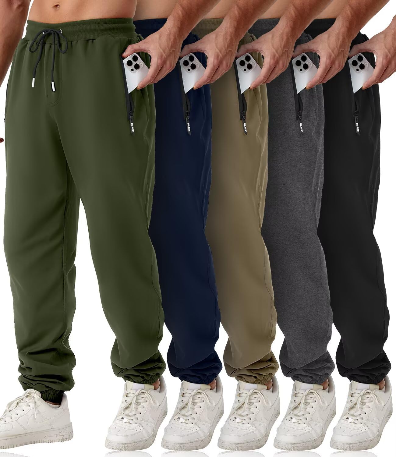 Mens Sweatpants with Zipper Pockets for Athletic Comfort