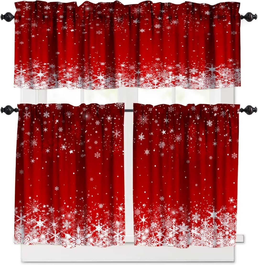 Vibrant Red Xmas Curtain Set for Festive Home Decor!