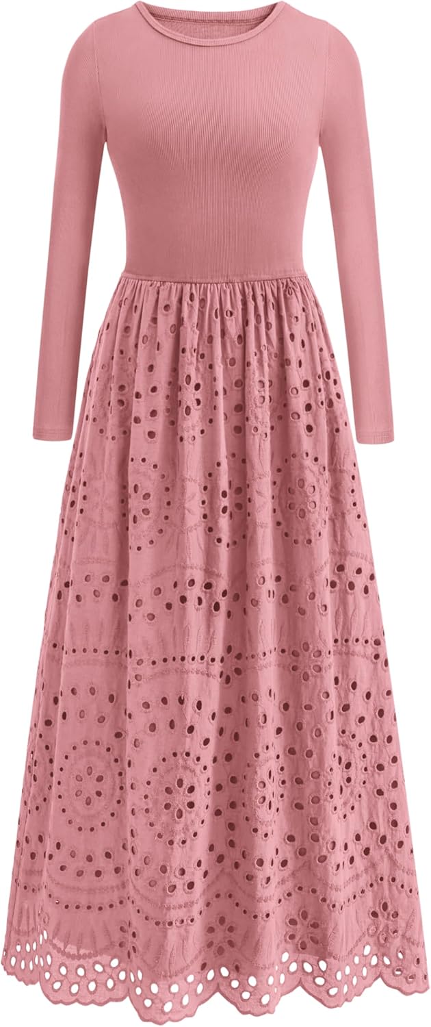 Dowerme Women Fall Dresses 2025 Casual Long Sleeve A-Line