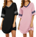 Ekouaer Nightgowns for Women 2 Pack Sleepshirts - Short Sleeve V Neck