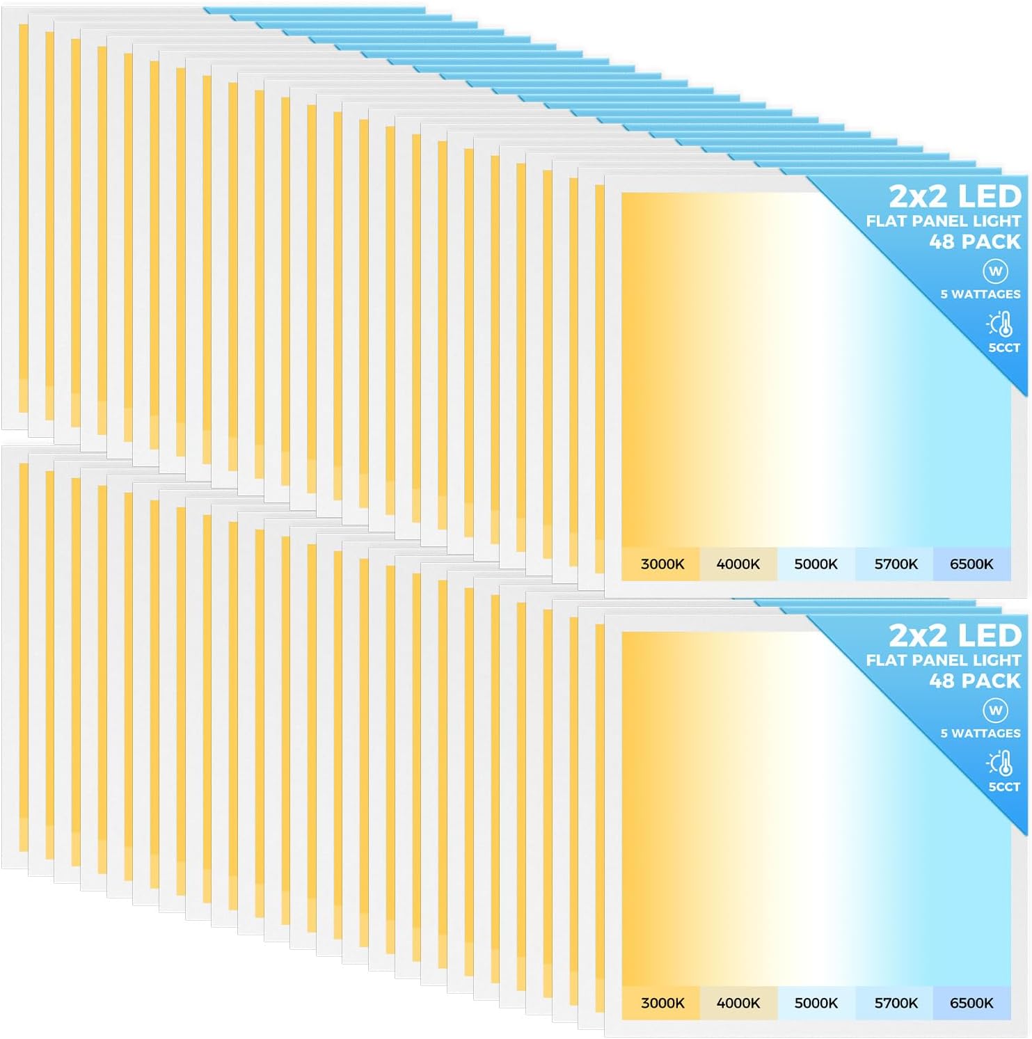 AIKVSXER 48 Pack 2x2 LED Flat Panel Light for Bright Spaces