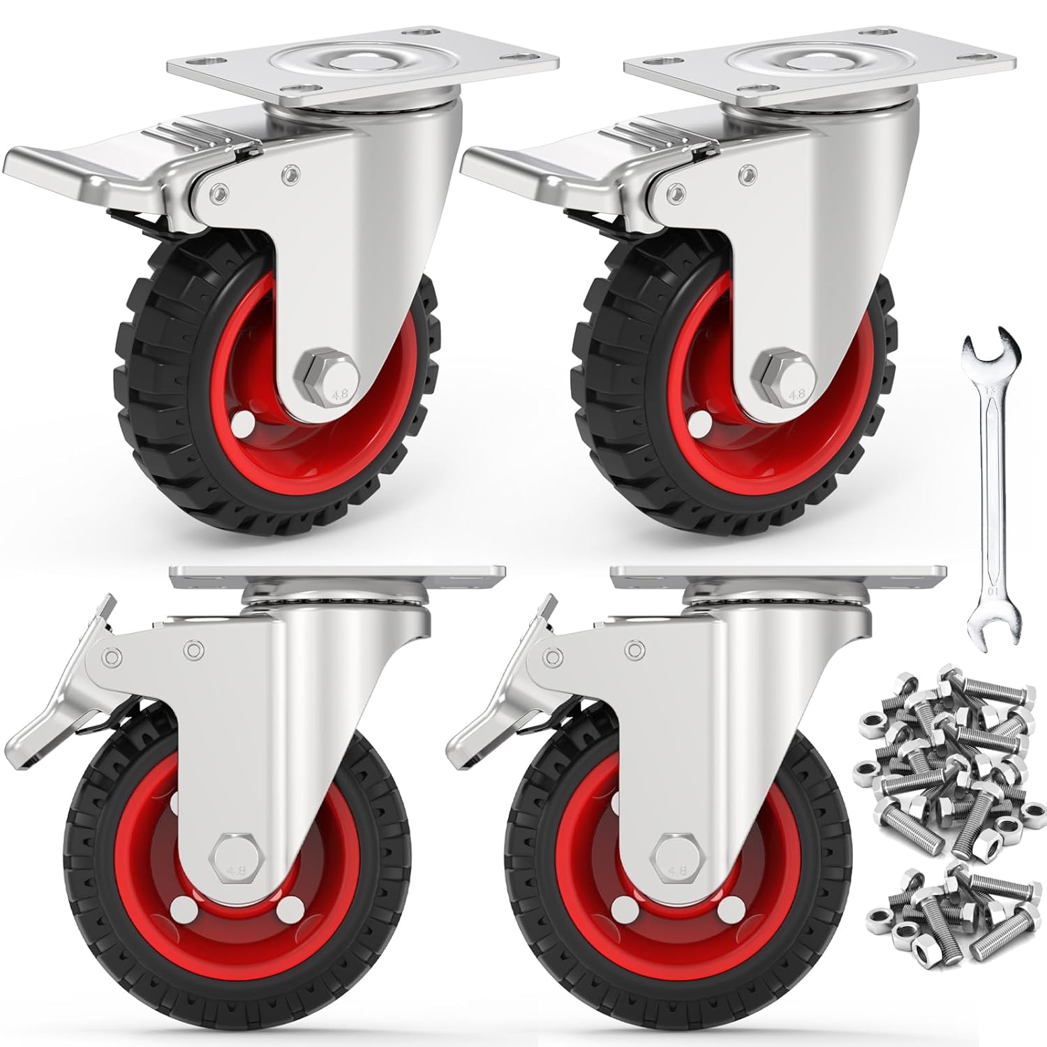 5 Swivel Caster Wheels with Dual Locking for Heavy Duty Use