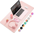 Multifunctional Dual-Sided Pink Desk Pad, Waterproof & Leather (31.5 x 15.7)