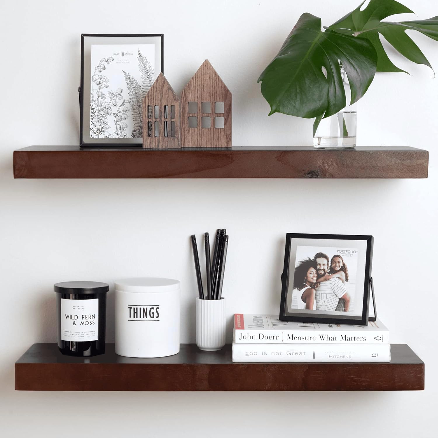 Homeforia 24in Walnut Floating Shelves for Elegant Decor