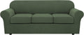 Bronze Green 4 Piece Stretch Sofa Covers for 3 Cushion Couch - Thick