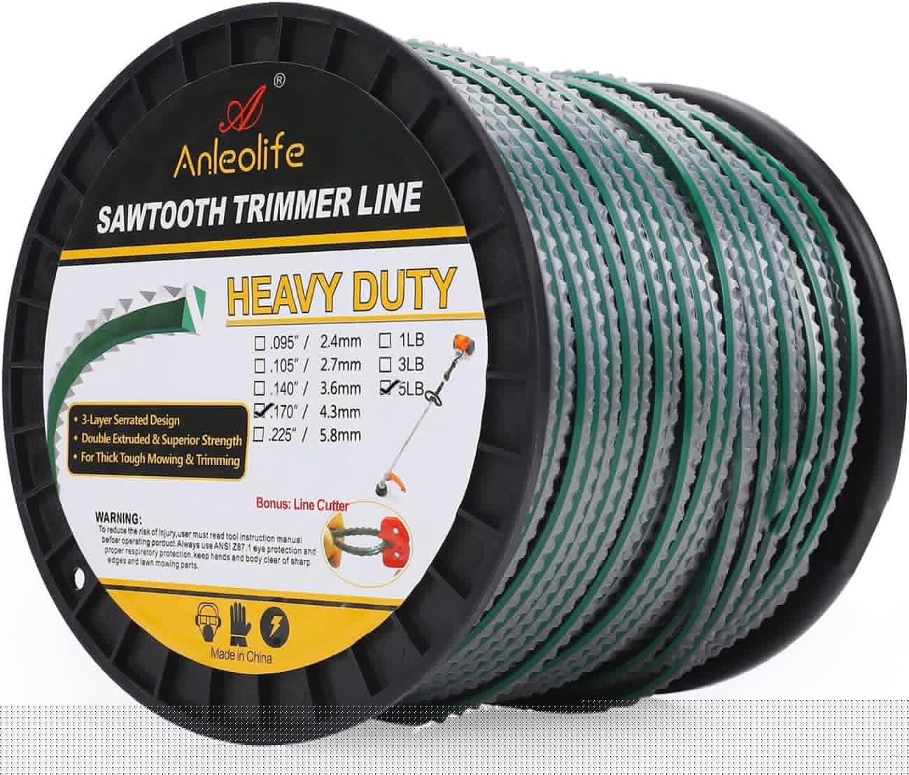 5-Pound Heavy Duty Sawtooth Trimmer Line Spool for Mowers