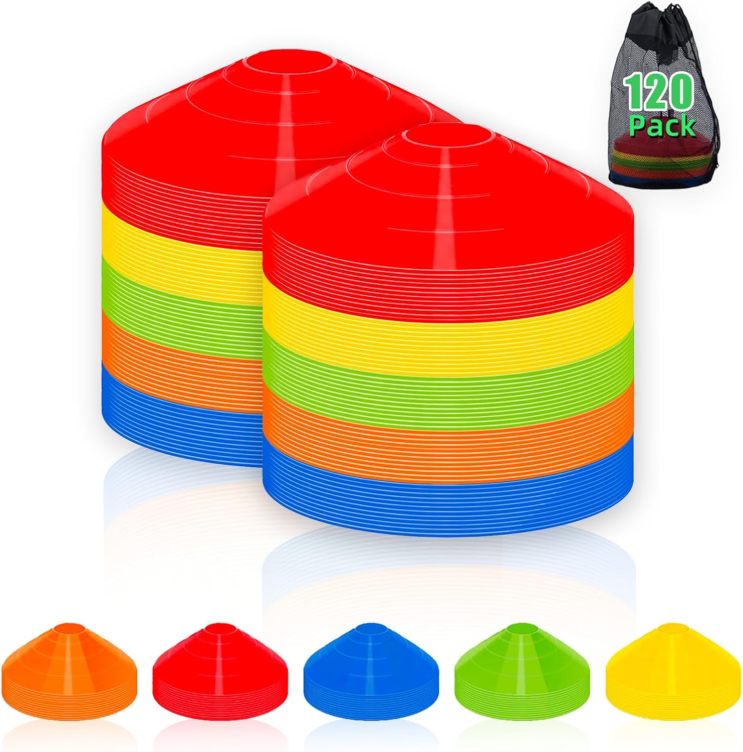 Agile Soccer Cones Set for Football Training - 120 Pack