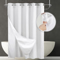 River Dream White Waffle Weave Shower Curtain with Snap-In Liner