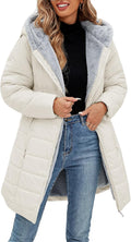 Women's Winter Fleece Lined Down Jacket - Long Windproof Ski Coat